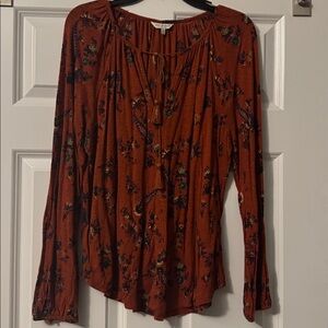 Lucky Brand Terracotta Floral Blouse